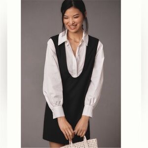 Maeve Black and White Long Sleeve Dress